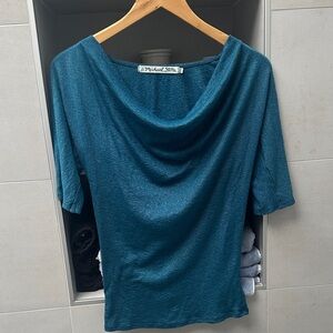 Michael Stars Teal Cowl Neck Top